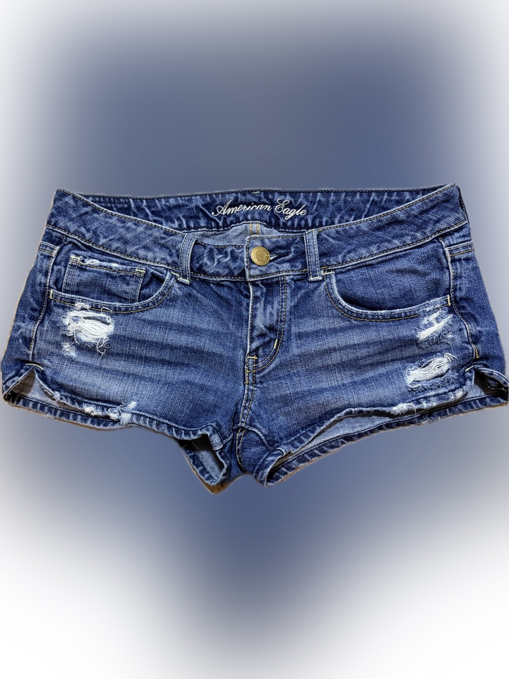 American Eagle Distressed Blue Denim Cutoff Shorts